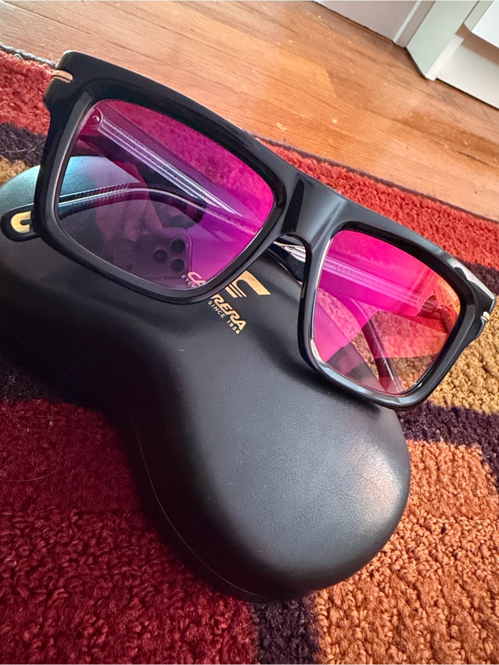 Brand new Carrera Black Frames with Pink Mirrored Lenses